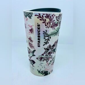 Starbucks 2022 Holiday Pink Enchanted Forest Floral Ceramic Tumbler 12 oz